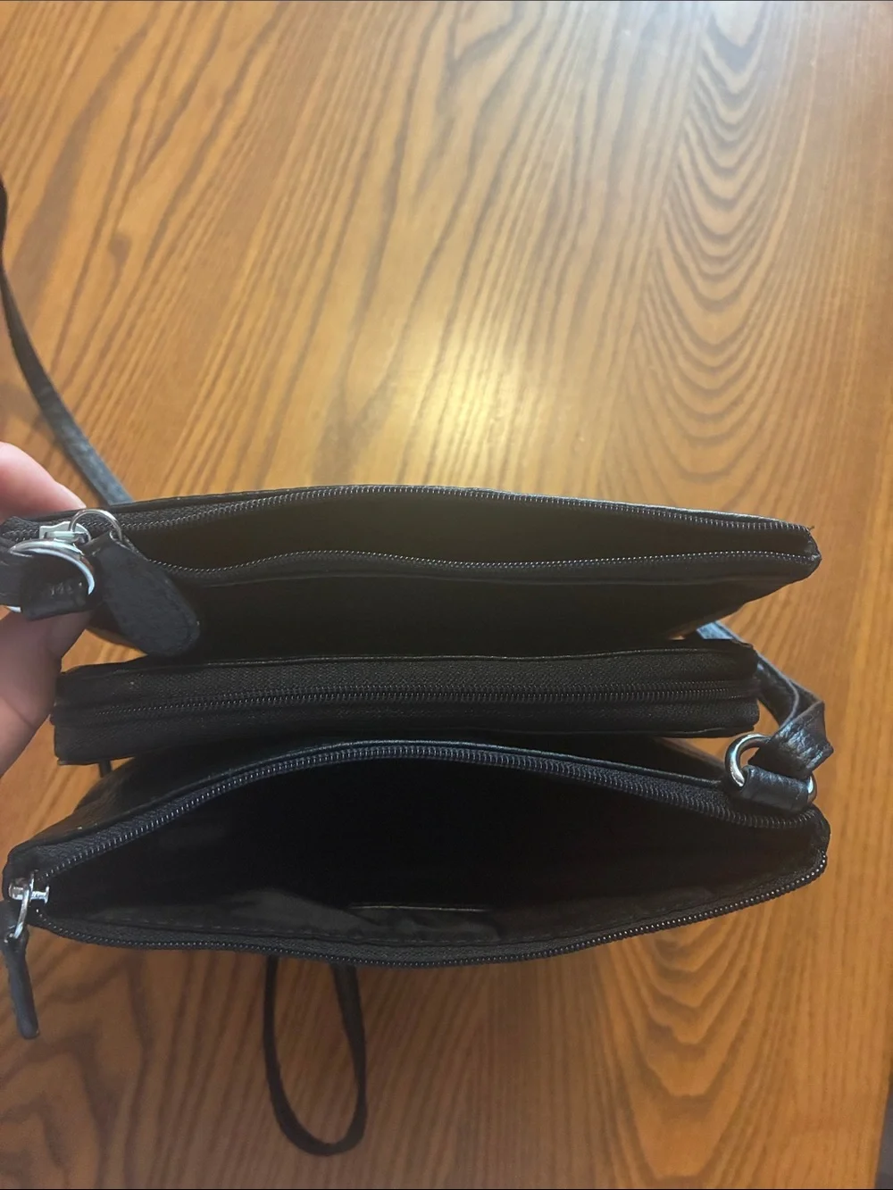 Leather Crossbody Bag for Men - Black